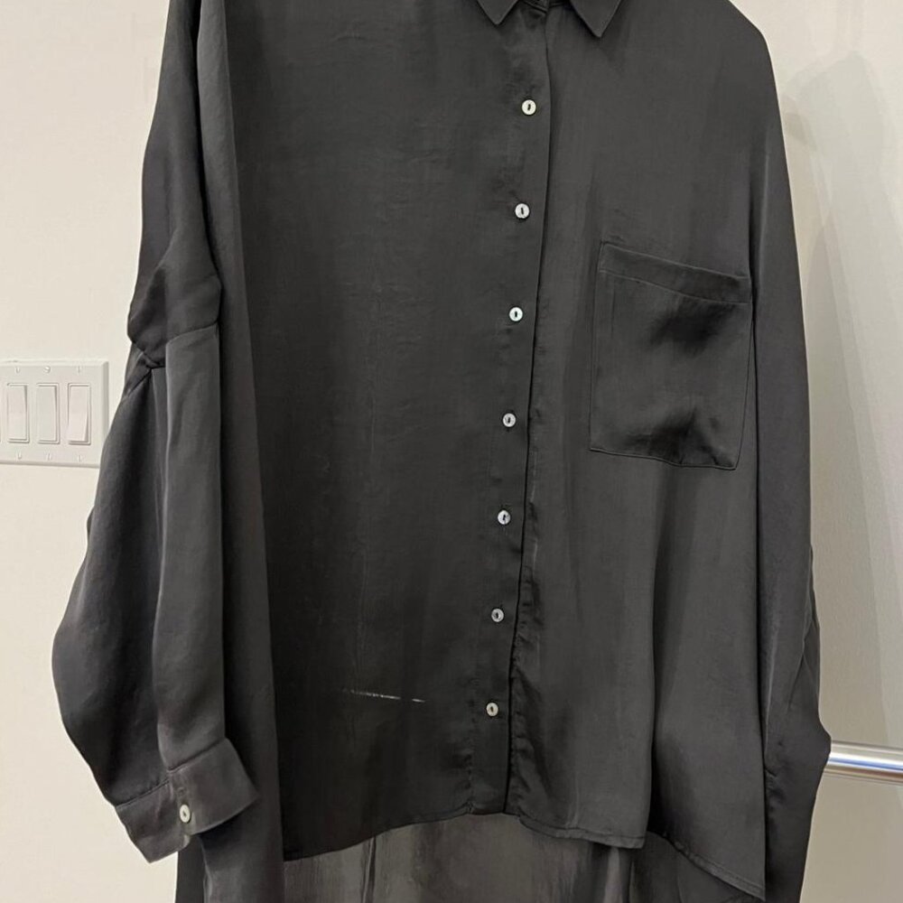 Assimetric "Phylosophy" dress shirt ,dark silver, FREE shipping